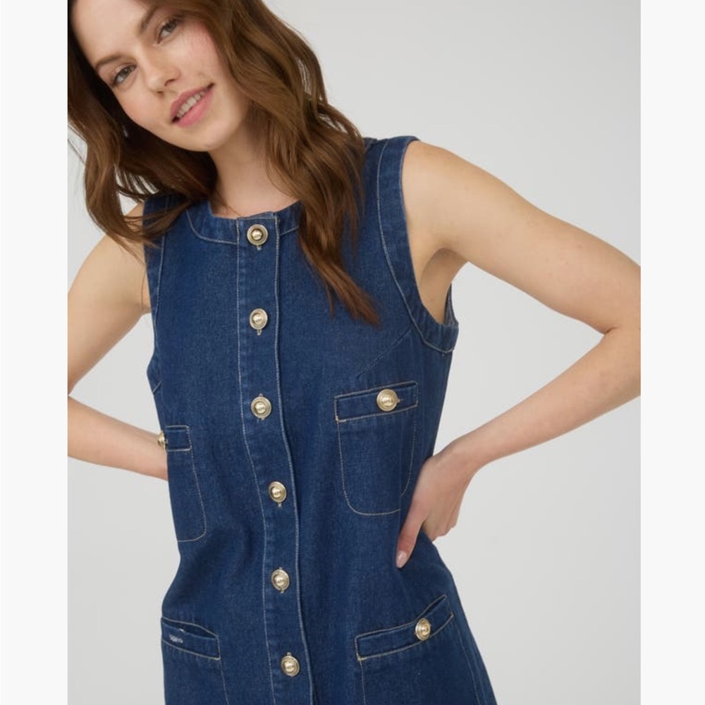 Blu Pepper Blue Denim Sleeveless dress